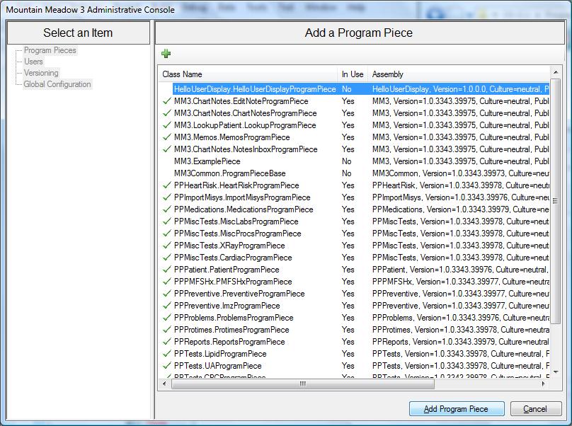 Add Program Piece